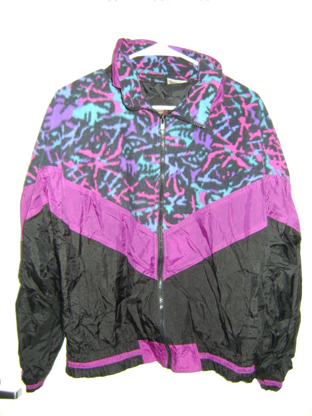 Men's Black & Purple Retro Windbreaker Jacket
